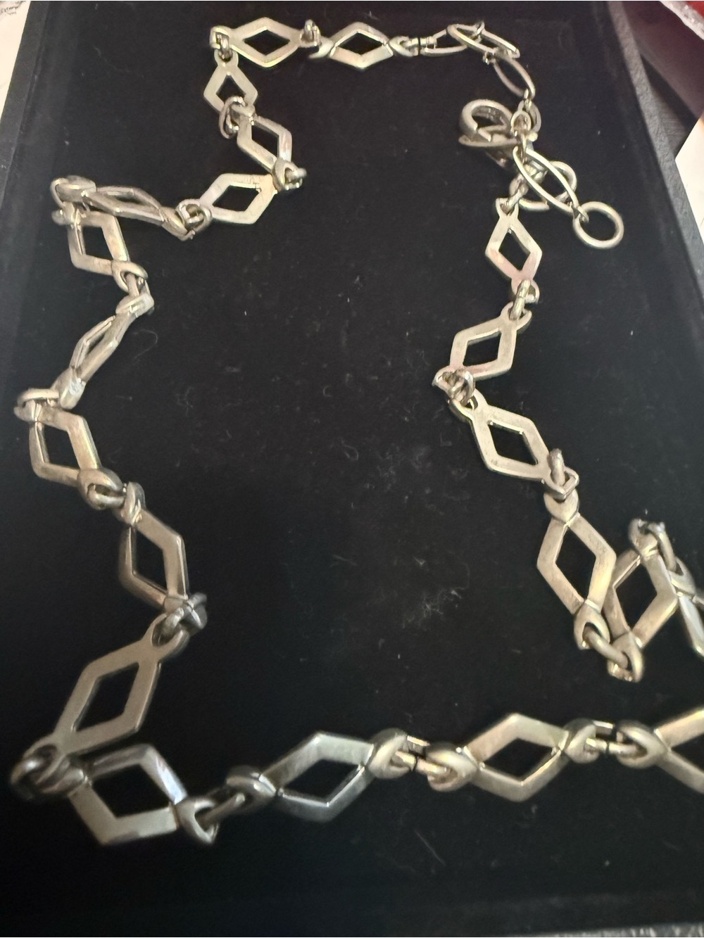 Silver Geometric Link Necklace - Silver
